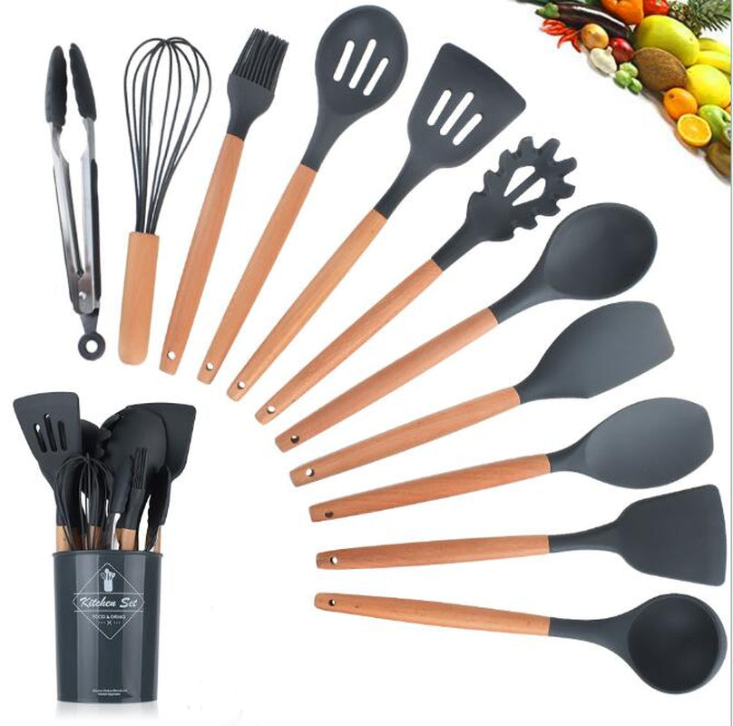 Silicone Cookware Featuring Ergonomic Wooden Handles