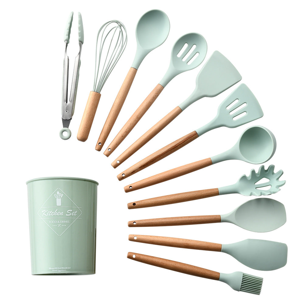 Silicone Cookware Featuring Ergonomic Wooden Handles