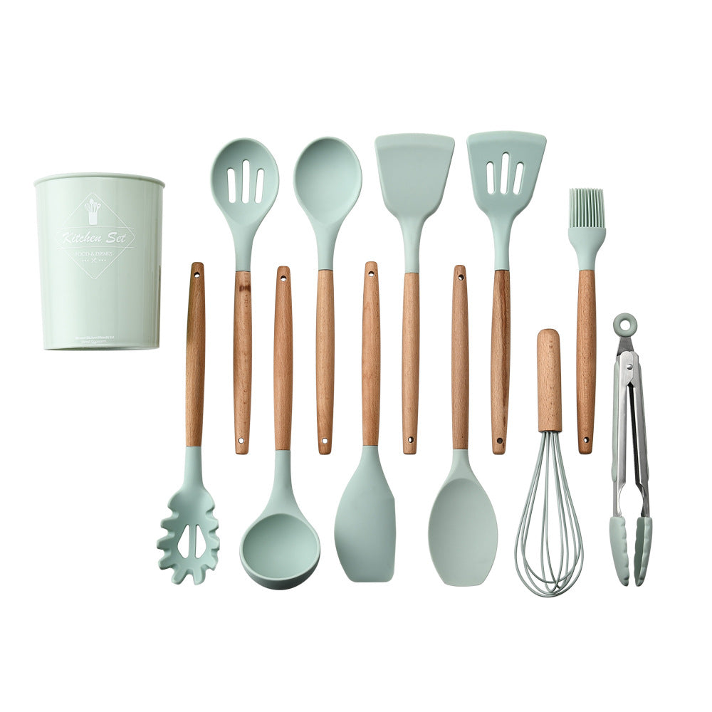 Silicone Cookware Featuring Ergonomic Wooden Handles