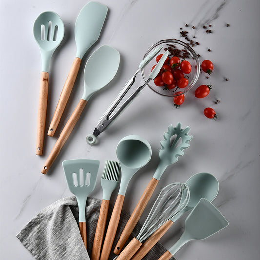 Silicone Cookware Featuring Ergonomic Wooden Handles
