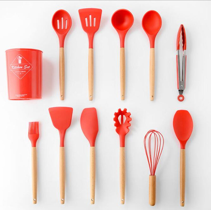 Silicone Cookware Featuring Ergonomic Wooden Handles